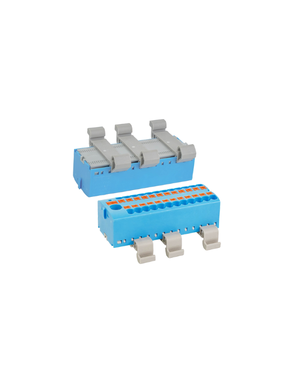 Distribuidor Elétrico 12 Via Trilho Din 24a 690v Painel Azul