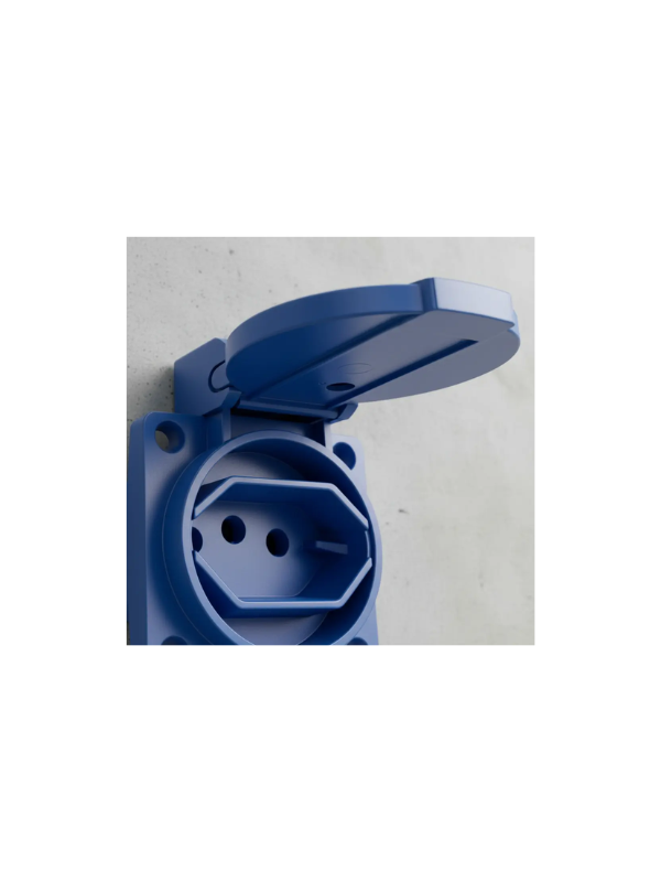 Tomada Embutida Com Tampa Protetora 20a 250v 2p+t Azul