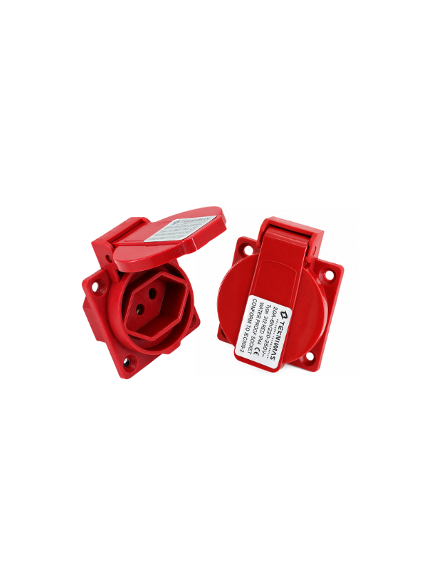 Kit C/ 10 Peças Tomada Industrial Embutir 20a 2p+t Vermelha