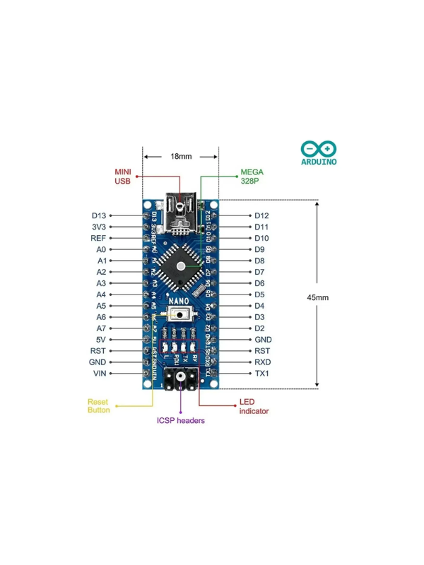 10x Harduinu Nano V3 Atmega328 Ch340 Pinos Soldados Mini Usb