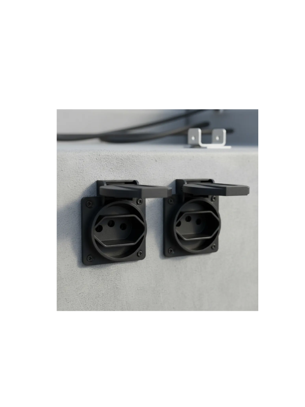 Kit 2 Peças Tomada De Embutir Painel Elétrico 20a 250v Preta