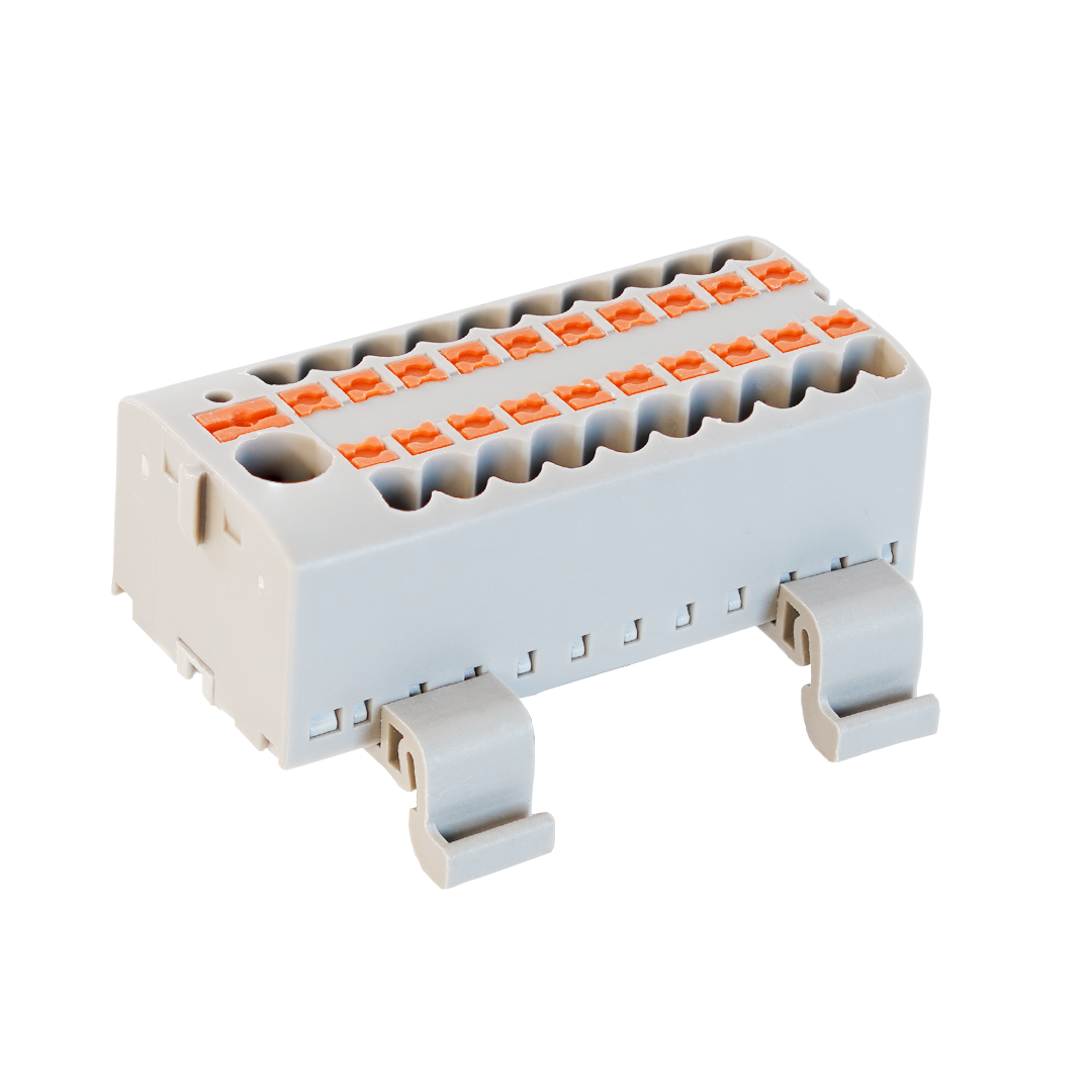 Bloco De 10 Vias Distribuição Trilho Din 4mm 2,5mm 24a 690v Cinza