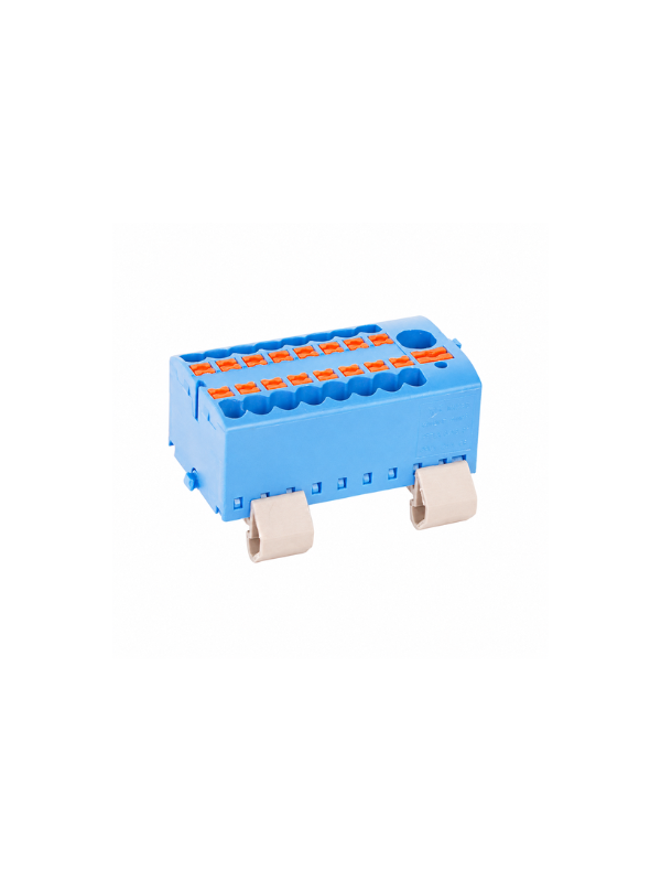 Distribuidor Energia Trilho Din 8 Vias 24a 690v Painel Azul