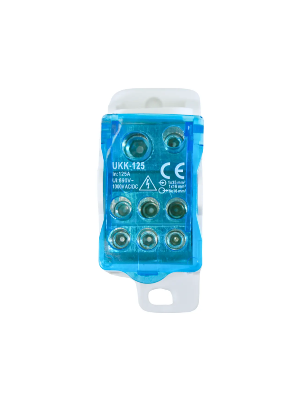 Bloco Terminal Ukk125 125a 2 Entradas 6 Saídas Din Azul