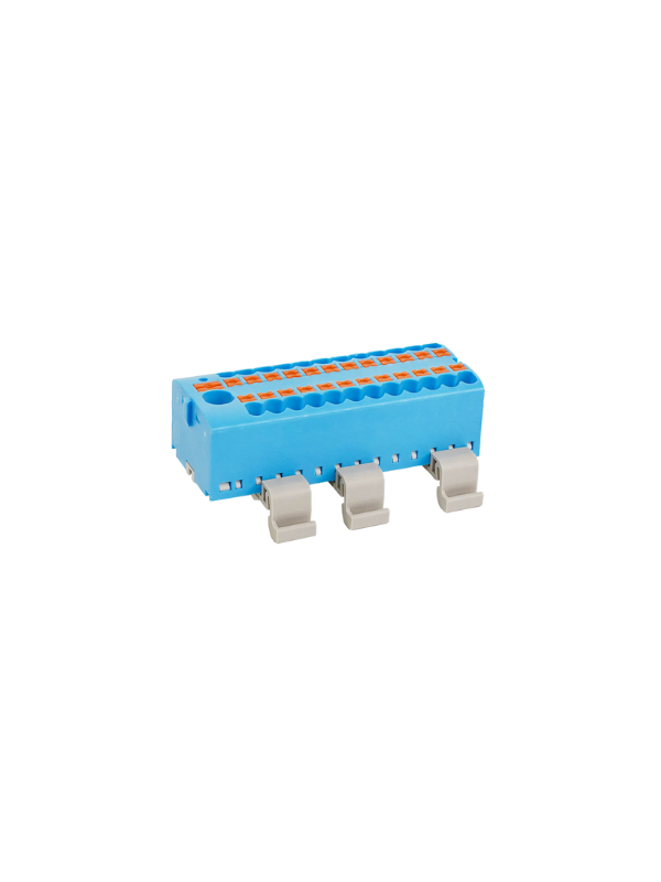 Distribuidor Elétrico 12 Via Trilho Din 24a 690v Painel Azul