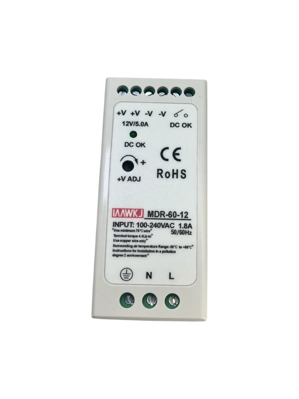 Mdr-60-12 Fonte Chaveada 12vdc 60w Saída 5a Fixa Trilho Din
