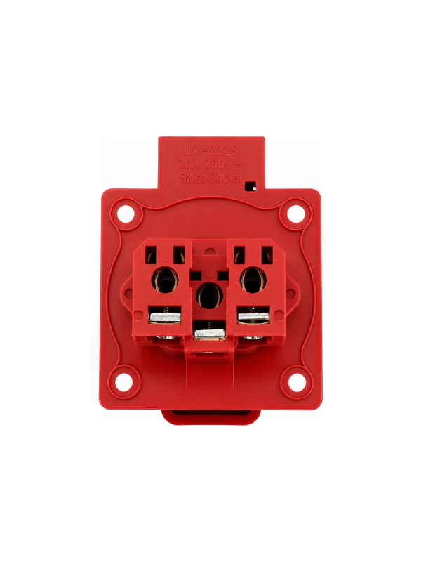 2x Tomada 3 Pinos 2p+t 20a Vermelha Embutir Painel Elétrico