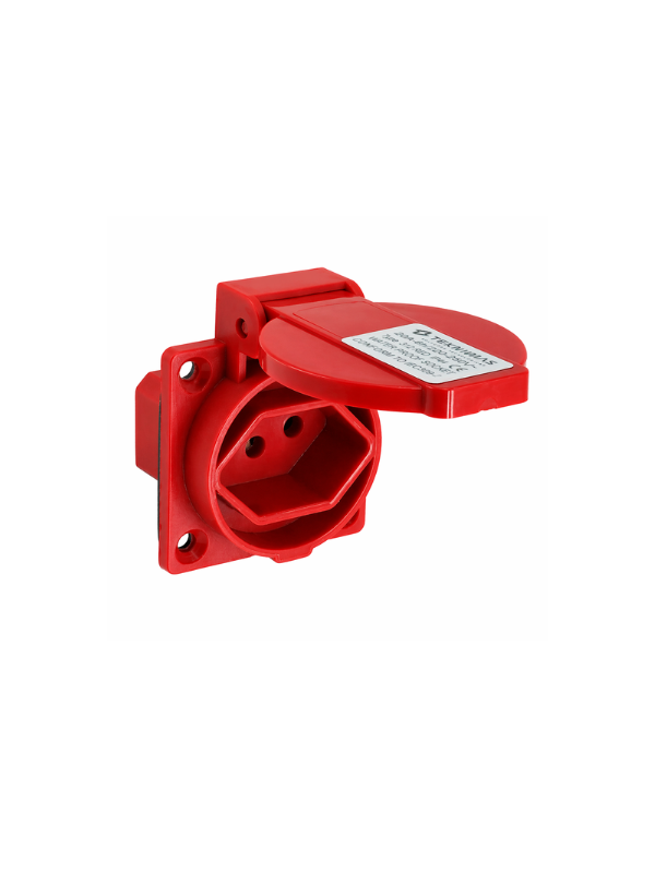 Kit C/ 10 Peças Tomada Industrial Embutir 20a 2p+t Vermelha