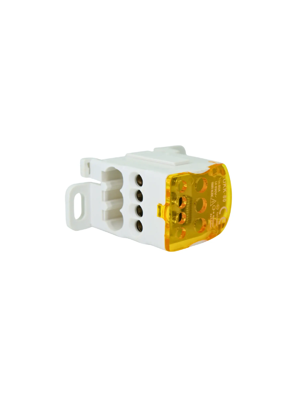 Distribuidor De Energia 80a 1 Entrada 6 Saídas Mono Amarelo