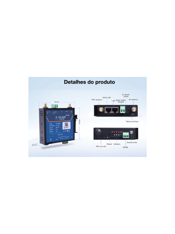 Conversor Usr-g806s Roteador Industrial P/ 4g Lte Wifi Rs485