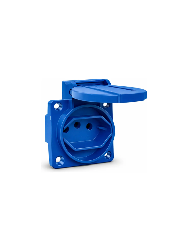 Tomada Embutida Com Tampa Protetora 20a 250v 2p+t Azul