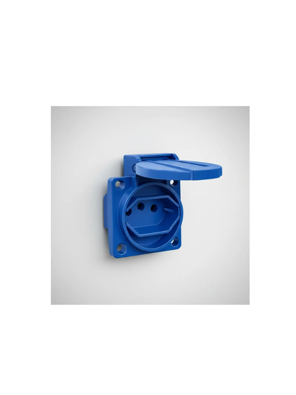Tomada Embutida Com Tampa Protetora 20a 250v 2p+t Azul