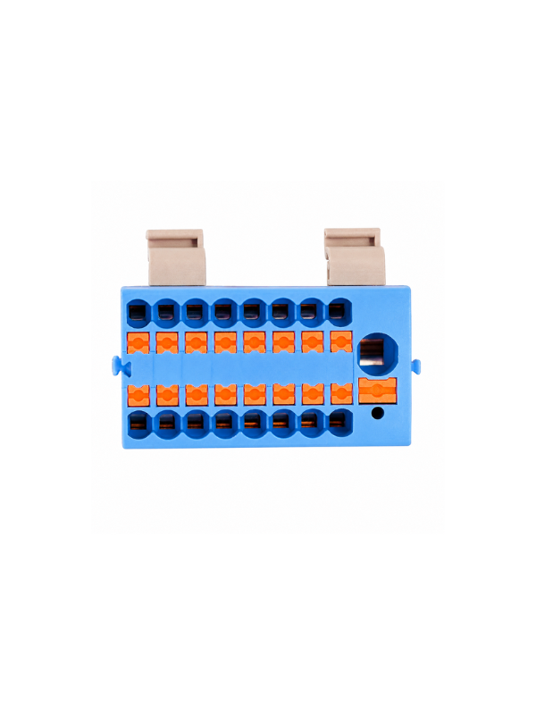 Distribuidor Energia Trilho Din 8 Vias 24a 690v Painel Azul