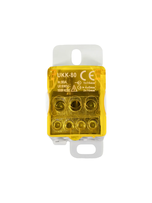 Distribuidor De Energia 80a 1 Entrada 6 Saídas Mono Amarelo