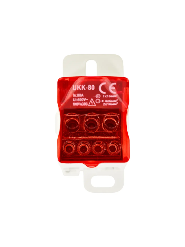 Bloco Terminal Ukk80 80a 1p 1 Entrada 6 Saídas Din Vermelho