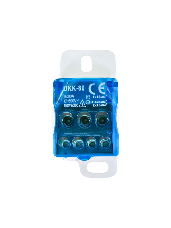 Conector De Distribuição Neutro 80a 1 Entrada 6 Saídas Azul