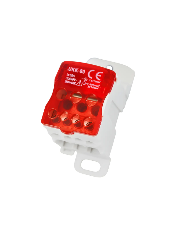 Bloco Terminal Ukk80 80a 1p 1 Entrada 6 Saídas Din Vermelho