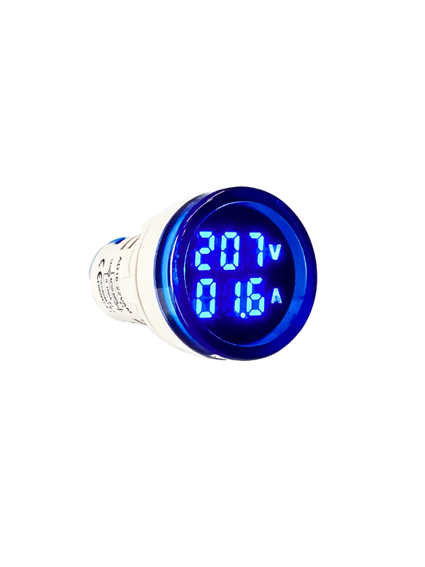 KIT 3X - Voltímetro E Amperímetro AD16-22VAM - 22mm AZUL