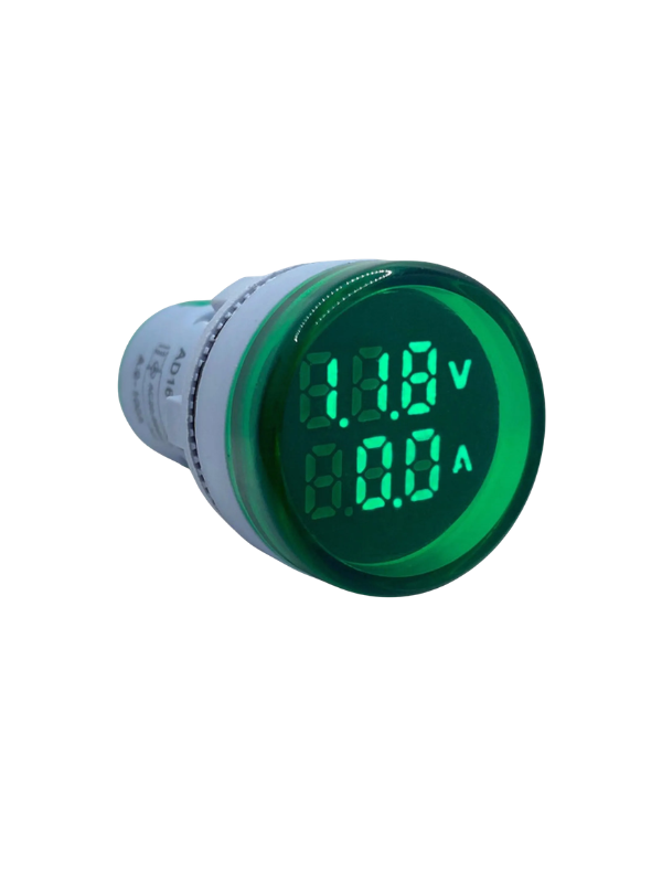 Voltímetro E Amperímetro AD16-22VAM - 22mm VERDE