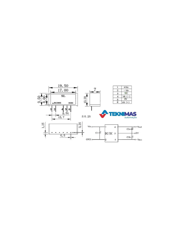 A2405sdl Conversor Dc Dc Isolador Simétrico +5vdc -5vdc 2w