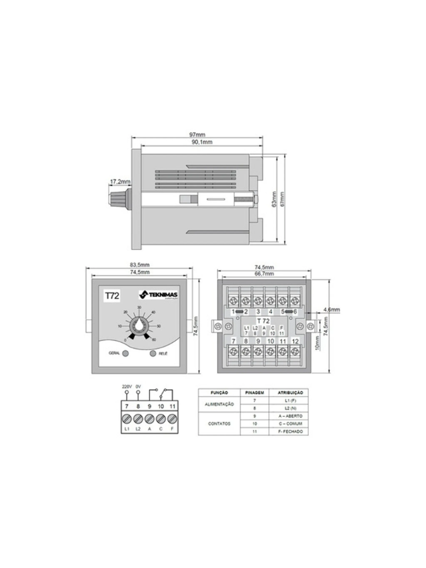 Temporizador Analógico - T72 220VAC