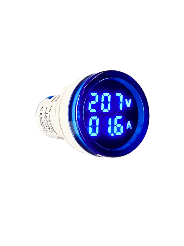 Voltímetro E Amperímetro AD16-22VAM - 22mm AZUL
