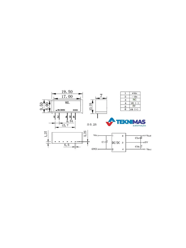 10x Pç A2412sdl-2w Conversor Dc Dc Isolador Simétrico +/-12v