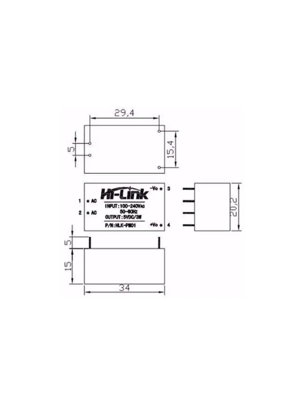 Módulo Fonte Hi-link Hlk-pm24 Conversor Ac-dc 24v 3w Bivolt