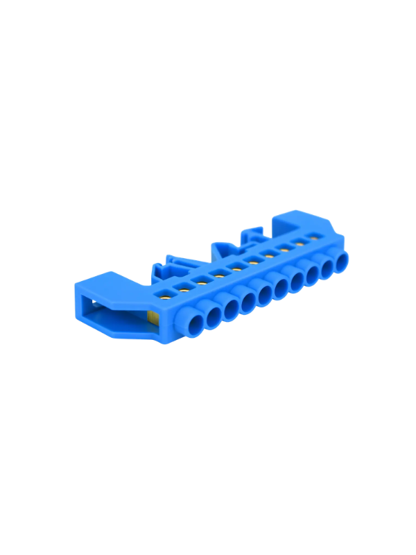 5x Barramento Pente Neutro Xp0609k-10p Base Azul 10 Módulos