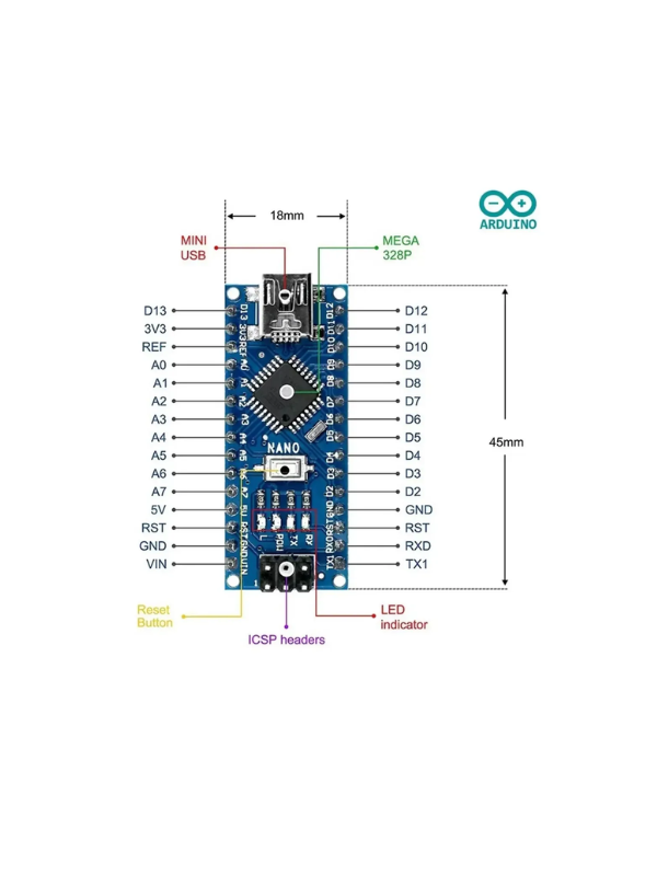 Placa Nano Atmega328 Ch340 Harduinu V3 Pinos Soldados + Nf