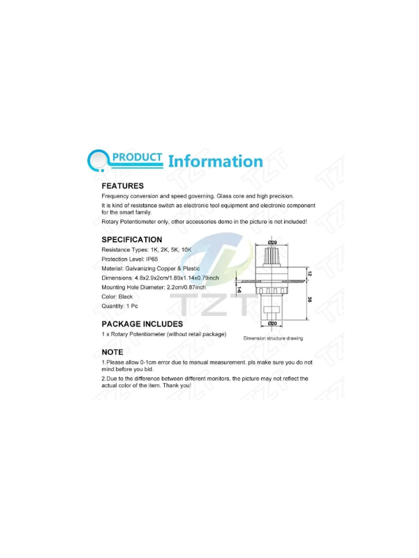 10x Potenciômetro 5k Rotativo Para Inversor La42dwq-22 22mm