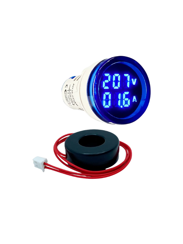 Voltímetro E Amperímetro AD16-22VAM - 22mm AZUL