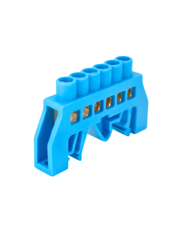 5x Barramento Pente Neutro Xp0609k-6p Base Azul 6 Furos