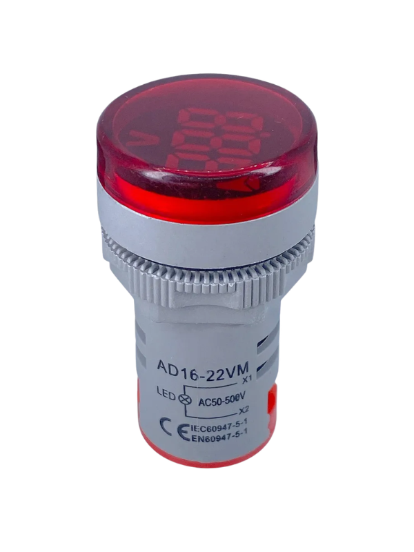 Voltímetro AD16-22VM - 22mm VERMELHO