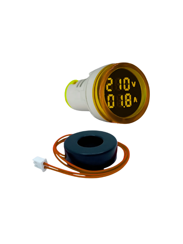KIT 3X - Voltímetro E Amperímetro AD16-22VAM - 22mm AMARELO