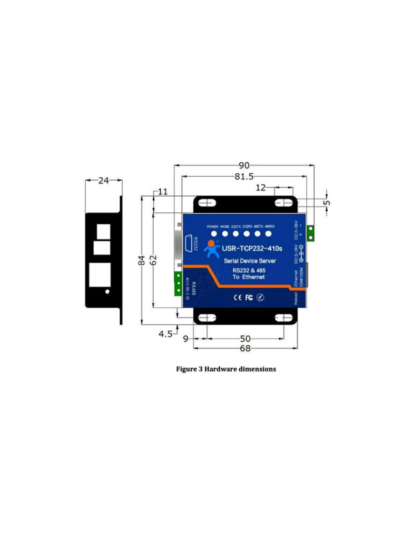 Conversor Modbus Rs232 E Rs485 Para Ethernet Usr-tcp232-410s