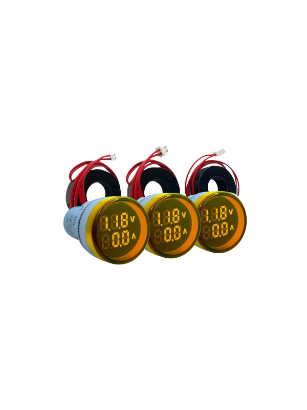 KIT 3X - Voltímetro E Amperímetro AD16-22VAM - 22mm AMARELO