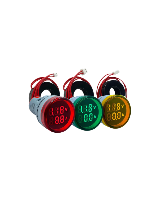 KIT 3X - Voltímetro E Amperímetro AD16-22VAM - 22mm VERDE, VERMELHO E AMARELO