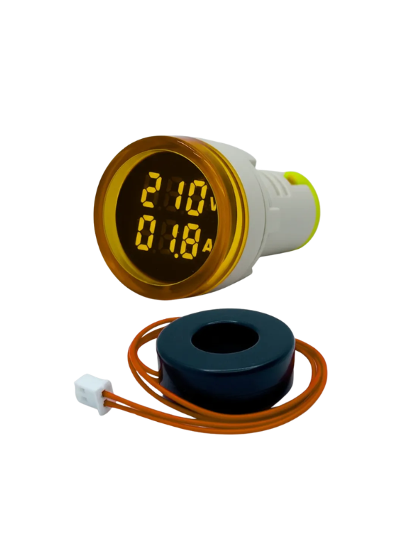 Voltímetro E Amperímetro AD16-22VAM - 22mm AMARELO