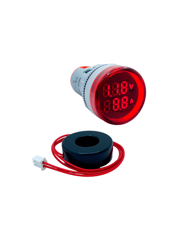 Voltímetro E Amperímetro AD16-22VAM - 22mm VERMELHO