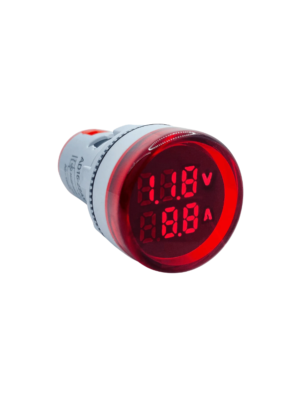 Voltímetro E Amperímetro AD16-22VAM - 22mm VERMELHO