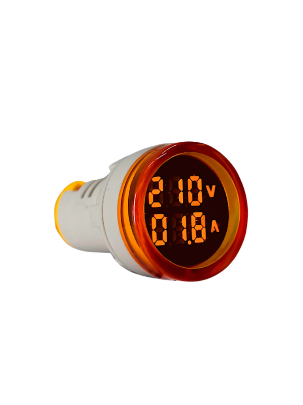 Voltímetro E Amperímetro AD16-22VAM - 22mm AMARELO
