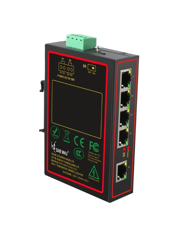 Switch Industrial 5 Portas Ethernet Diewu Txi173 12.5 Mb/s