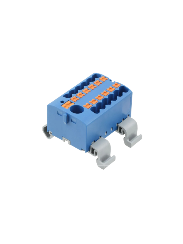 Distribuidor Elétrico 12 Via Trilho Din 24a 690v Painel Azul