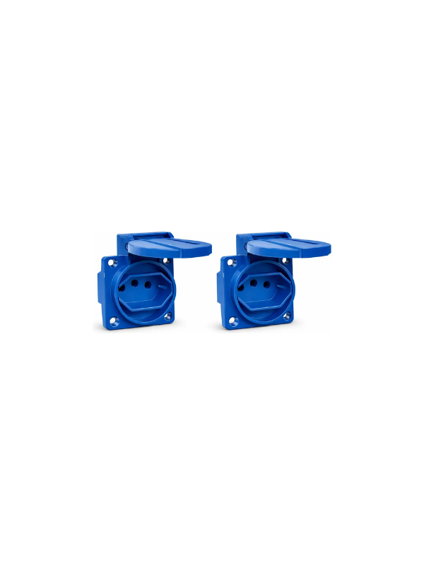 Kit Com Duas Peças Tomada Industrial Embutir 20a 2p+t Azul