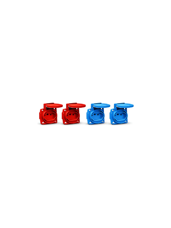 4x Tomada Industrial Embutir (azul, Vermelho) 20a 250v 2p+1t