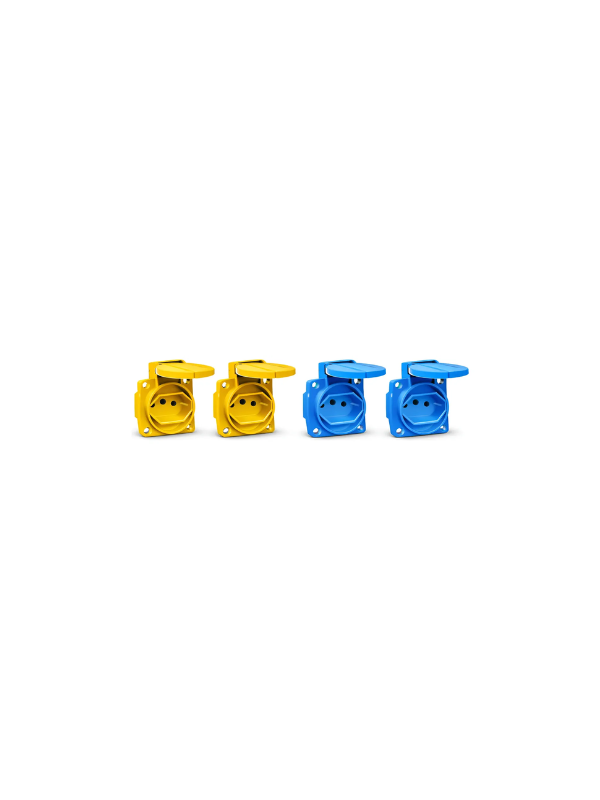 4x Tomada Industrial Embutir (azul E Amarelo) 20a 250v 2p+1t