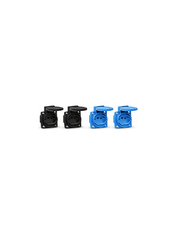 4x Tomada De Embutir 20a 250v 2p+t Azul E Preto Padrão