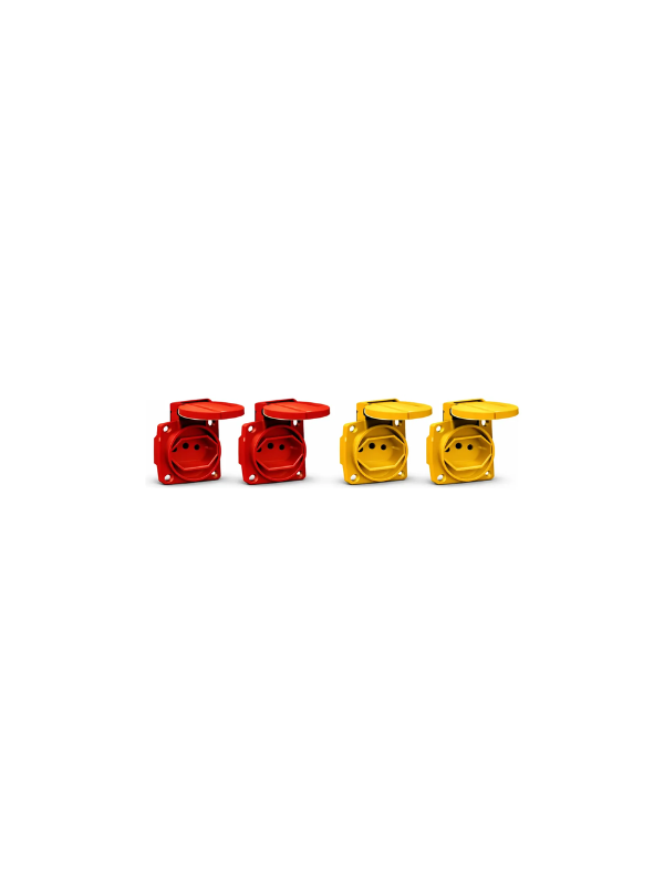 4x Tomada Industrial Embutir Amarelo E Vermelho 20a 2p+1t