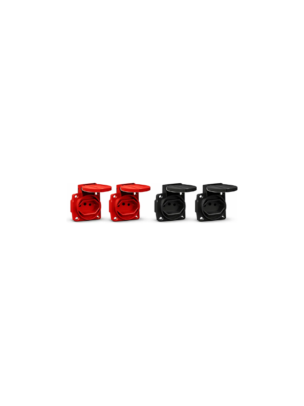 4x Tomada De Embutir 20a 250v 2p+t Preto E Vermelho Padrão
